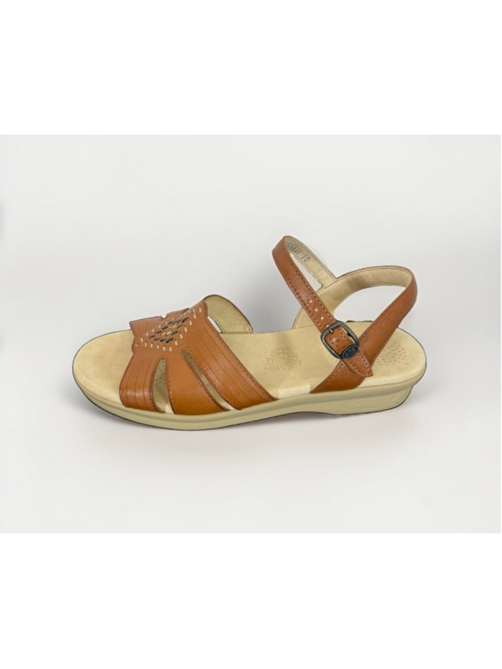 SAS Huarache Comfort Sandals 10M Women Brown woven cutouts straps Leather $159